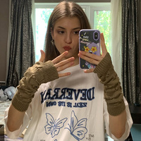 Nowe cieplejsze zimowe rękawiczki damskie stylowe rękawiczki dziewczęce ramię szydełkowe dziewiarskie Hollow Heart Mitten ciepłe rękawiczki bez palców 1